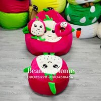 Ghế lười hình trái thanh long hạt xốp 4 món (ghế lười, đôn, gối ôm, gối kê cổ)