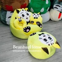 Ghế lười mèo con cute hạt xốp  4 món (ghế lười, đôn, gối ôm, gối kê cổ)