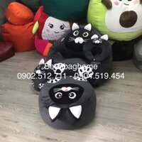 Ghế lười mèo mun hạt xốp  4 món (ghế lười, đôn, gối ôm, gối kê cổ)
