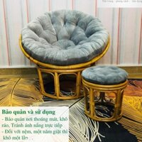 Ghế lười thư giãn Đôn Papasan Giả Mây lõi thép HealHomes, decor ban công nằm thư giãn đọc sách
