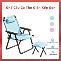 Ghế Lười Tựa Lưng Thư Giãn Gấp Gọn, Ghế Xếp Câu Cá, Ghế Đọc Sách Kèm Đôn