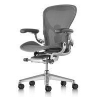 Ghế lưới văn phòng ergonomic Herman Miller Aeron - SIZE B - Lưới xám - khung nhôm