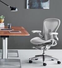 Ghế lưới văn phòng ergonomic Herman Miller Aeron - SIZE A - Lưới trắng - khung nhôm