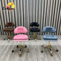 Ghế Makeup Chân Bánh Xe Vàng Nhện Cao 40-55Cm Mẫu Tai Bèo Bền Đẹp (Ảnh Thật Và Video)