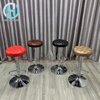 Ghế Makeup, Ghế Quầy Bar, Ghế Trang Điểm-Chụp Hình Mẫu Xoay Tròn Múi Đúc Chân Bạc 60cm-80cm