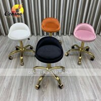 Ghế Makeup, Ghế Xoay Spa Chân Bánh Xe Vàng Nhện Mẫu Tựa Thấp Đơn Giản (Ảnh Thật Và Video)