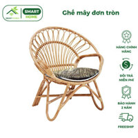 Ghế mây đơn tròn SMARTHOMES thư giãn đọc sách, trang trí phòng khách, decor phòng ngủ sang trọng
