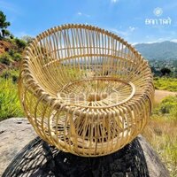 Ghế Mây Nest Dáng Trụ Tròn  -Ghế Mây Thư Giãn Đọc Sách- Ghế Mây Decor Chụp  Hình- Nội Thất Mây Tre Đan Trà