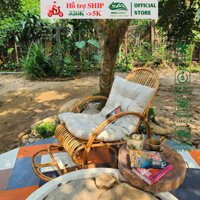 Ghế mây thư giãn bập bênh ngoài trời kèm nệm vải bố /HEALHOMES