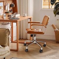 Ghế Máy Tính, Ghế Văn Phòng Viết Chữ Cổ Điển Đan Mây Gia Dụng, Ghế Xoay Bàn Học Tập