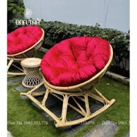 Ghế Mây Tròn Papasan Bập Bênh Thư Giãn, Ghế Mây Đọc Sách Kèm Nệm, Mây Tre ĐAN TRÀ  Được Chọn Màu Nệm