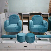 Ghế Nail Bọc Nệm Hình Cá Mập, Chân Kim Loại Vàng Lý Tưởng Cho Tiệm Nail Phòng Khách Phòng Ngủ