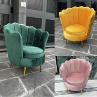Ghế Nail Hình Vương Miện Hoa Hậu - Ghế Sofa Sò Đơn Vải Nhung Chân Mạ Inox