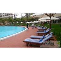 Ghế nằm hồ bơi – gỗ dầu, có nệm NMT608