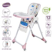 Ghế ngồi ăn dặm điều chỉnh độ cao, điều chỉnh ngả lưng có bánh xe Mastela 1015 cho bé 6 tháng đến 5 tuổi chuẩn ASTM Mỹ - Hưu cao cổ - T3