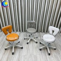 Ghế Ngồi Bàn Trang Điểm Bánh Xe Chân Trắng Thuỷ Lực, Ghế Xoay Makeup Tựa Lưng Tam Giác Khuyết Nâng Hạ 40-55cm Siêu Xinh