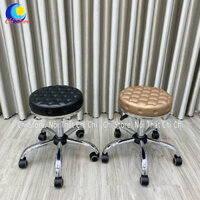 Ghế Ngồi Bàn Trang Điểm Chân Bánh Xe, Ghế Xoay Ngồi Quầy Thu Ngân Nâng Hạ 40-55cm Chân Sao Bạc Xoay 360 Độ Tròn Ong