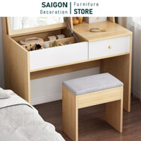 Ghế ngồi bàn trang điểm chân gỗ đệm bọc da phong cách hiện đại -  SGP138