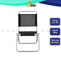 Ghế ngồi câu cá xếp gọn khung inox, Ghế xếp lưới cafe Qui Phúc