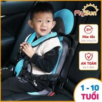 Ghế ngồi đi ô tô trẻ em MySun có dây đai trên xe hơi oto an toàn cho bé 1 2 3 4 5 6 7 8 tuổi.