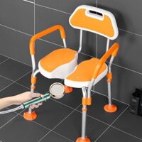 Ghế ngồi tắm cho người già tay vịn tựa lưng chắc chắn chỉnh chiều cao chân đế cao su chống trượt - Ghế tắm người bệnh
