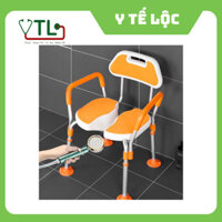 Ghế ngồi tắm cho người già tay vịn tựa lưng chắc chắn chỉnh chiều cao chân đế cao su chống trượt - Ghế tắm người bệnh
