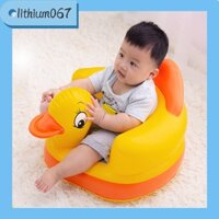 Ghế ngồi tập ăn cho bé thiết kế bơm hơi hình con vịt vàng chất liệu PVC