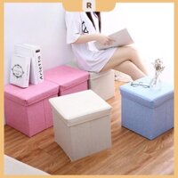 Ghế ngồi vuông màu trơn kiêm hộp đựng đồ thông minh tiện dụng