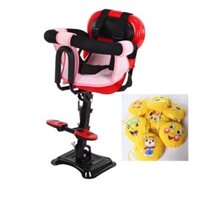 Ghế ngồi xe máy cho bé ghế ngồi xe máy trẻ em màu đỏ và xanh có vòng bảo vệ bé, an toàn cho trẻ