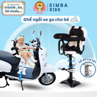 Ghế ngồi xe máy cho bé HPS lò xo giảm xóc, có tựa lưng công thái học dùng cho xe ga Vision, SH, Lead có đai an toàn
