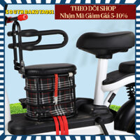 Ghế ngồi xe máy / xe đạp điện đa năng cho bé có túi đựng dây đeo co giãn chống nước thoáng khí mềm mại