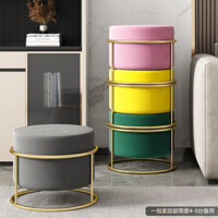 Ghế nhỏ, tròn, phòng khách, bàn trà, sofa, sáng tạo, ghế thay giày, thời trang, vải mềm, mạng đỏ.