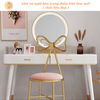 Ghế nơ ngồi bàn trang điểm Ghế làm nail  ( chất liệu đẹp )
