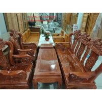 ghế phòng khách nghê đỉnh gỗ lim tay 10