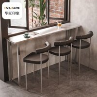 Ghế quầy bar cao bằng thép không gỉ phong cách công nghiệp cho quán trà sữa, ghế quầy bar, bàn bar cao, sử dụng thương m