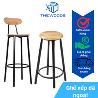 Ghế Quầy Bar Có Tựa Cao Khung Sắt Mặt Gỗ Cao Cấp Dành Cho Quán Cafe Trà Sữa