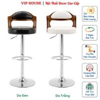 Ghế Quầy Bar Điều Chỉnh Độ Cao, Ghế Phòng Trà Bọc Da Đệm Cao Su Chân Inox Hiện Đại Chân Đen Trắng GHP001 002