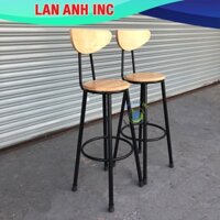 Ghế quầy bar gỗ chân sắt cao cafe ban công bền đẹp [Mã Giao thường]