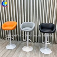 Ghế Quầy Bar Pha Chế Xoay 360 Độ, Ghế Ngồi Bàn Makeup Trang Điểm Da Liền Chân Trắng Nâng Hạ 60-80cm Thủy Lực