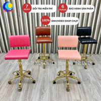 Ghế Quầy Bar Tựa Lưng HCN Khuyết Bọc Da Xoay, Ghế Ngồi Quầy Lễ Tân Khách Sạn Sang Chảnh Êm Ái Nâng Hạ 65-85cm