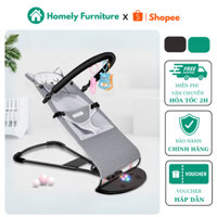 Ghế rung HOMELY dành cho bé sơ sinh, ghé nhún bập bênh có gối đầu thanh treo đồ chơi đa năng GTE05