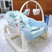Ghế rung lắc điện cho bé, ghế bập bênh nằm và ngồi tiện lợi họa tiết dễ thương(0-16 tháng)