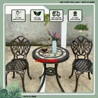 [GHẾ SÂN VƯỜN] Ghế nhôm đúc không tay hoạ tiết hoa sen