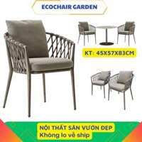 Ghế sân vườn xếp chồng khung nhôm sợi mây PE đan GSV07,ghế ngoài trời đúc khung nhôm cao cấp cho sân vườn ban công