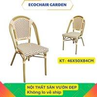 Ghế sân vườn xếp chồng khung nhôm sợi mây PE đan GSV08,ghế ngoài trời đúc khung nhôm cao cấp cho sân vườn ban công
