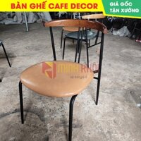 Ghế sắt cafe tựa lưng gỗ, ghế decor cafe giá rẻ