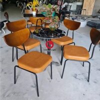 Ghế sắt mặt nệm tựa lưng gỗ