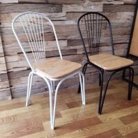 Ghế Sắt Tolix Mặt Gỗ Cafe GS321
