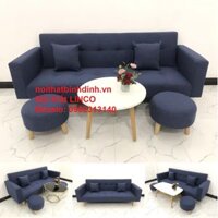 Ghế sofa băng giường nằm BTV dài 2m xanh dương đậm vải bố