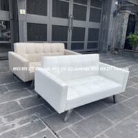 Ghế Sofa Bed Có Tay Vịn (Ghế Giường Thông Minh Đa Năng) Gấp Gọn Dài 1M4 Nhỏ Xinh Màu Trắng Giả Da Giao Toàn Quốc